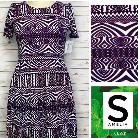LuLaRoe Dresses & Skirts - Amelia size S dress with pockets— purple/white